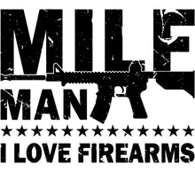 Mile Man I Love Firearms T-Shirt, Bold Graphic Tee, Men's Black and White Shirt, Gun Enthusiast Apparel