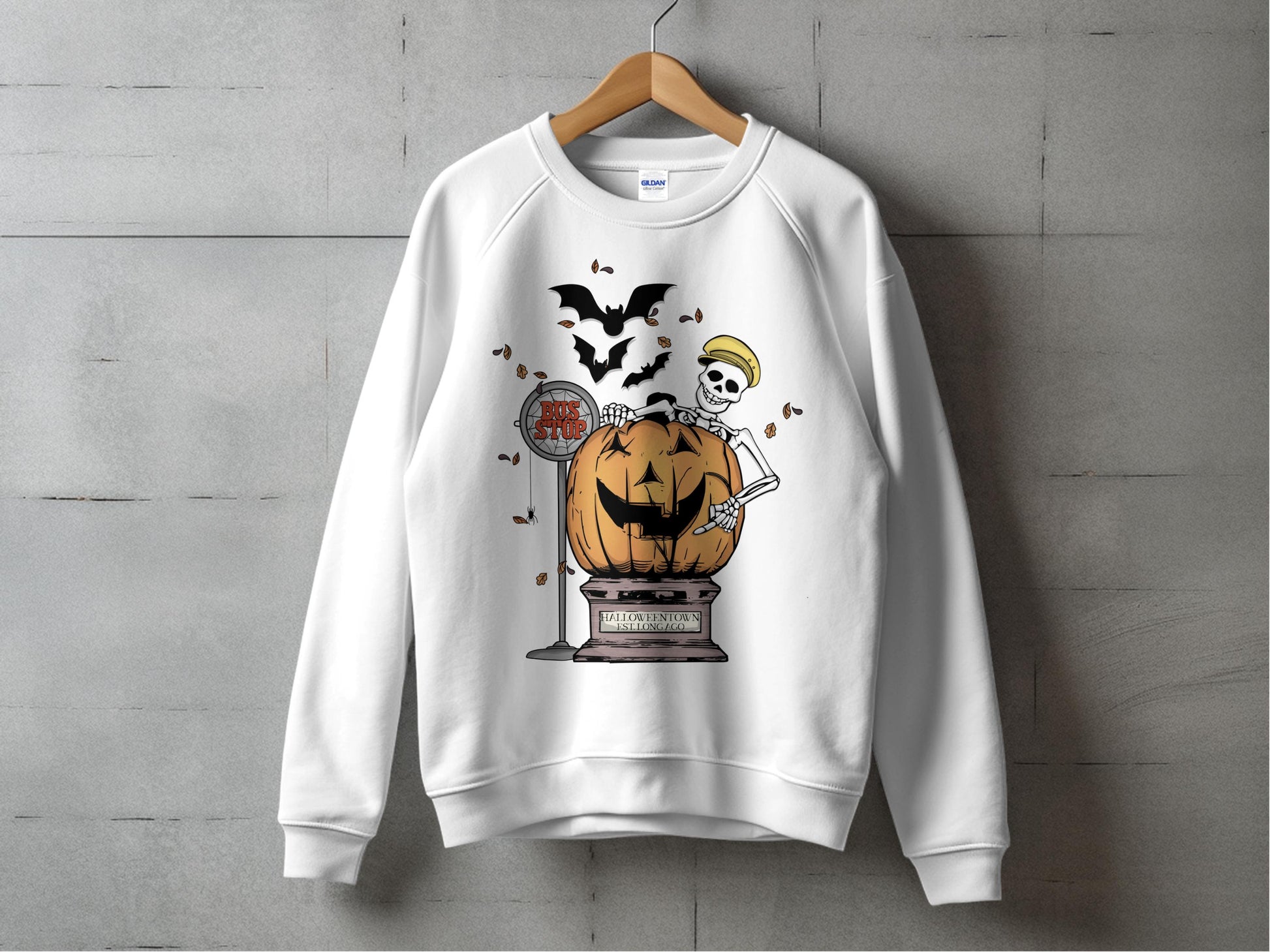 Halloween Sweatshirt, Spooky Pumpkin and Skeleton Design, Unisex Fall Fashion, Casual Wear Pullover