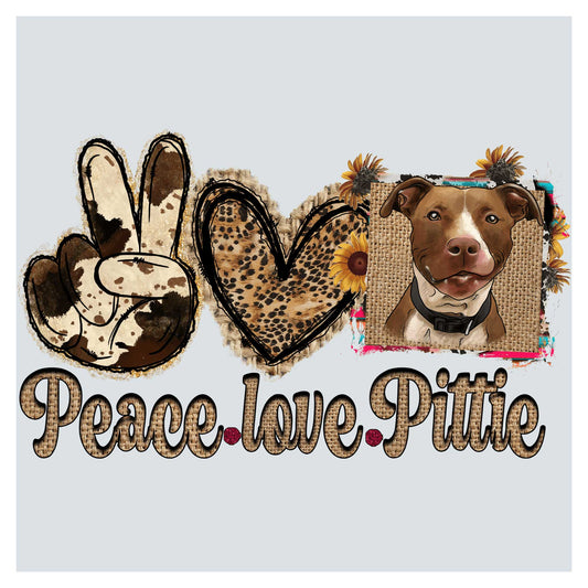 a picture of a dog and a peace sign
