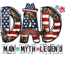 Patriotic Dad T-Shirt Design, Man Myth Legend, Camo and Stars, Father's Day Gift Idea, Digital Download SVG