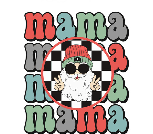 Mama Santa Claus Graphic T-Shirt, Hipster Santa Holiday Tee, Christmas Family Matching Outfit, Festive Winter Apparel