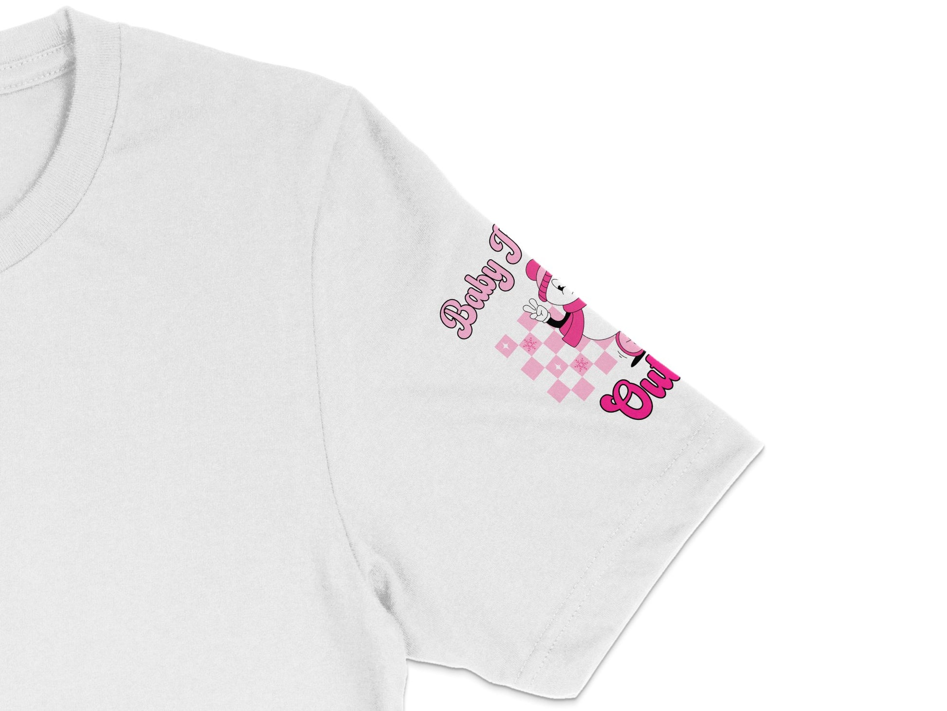Baby Girl Pink Checkered T-Shirt, Cute Rabbit Graphic, Trendy Kids' Fashion Tee, Soft Cotton Top