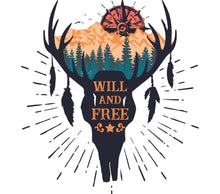 Deer Silhouette with Forest Scenery and Compass Graphic T-Shirt, Nature Inspired Outdoor Adventure Tee