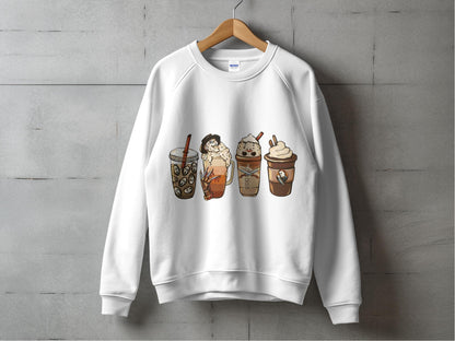 Cute Boba Tea Graphic Sweatshirt, Quirky Illustrated Bubble Tea Pullover, Cozy Unisex Winter Apparel