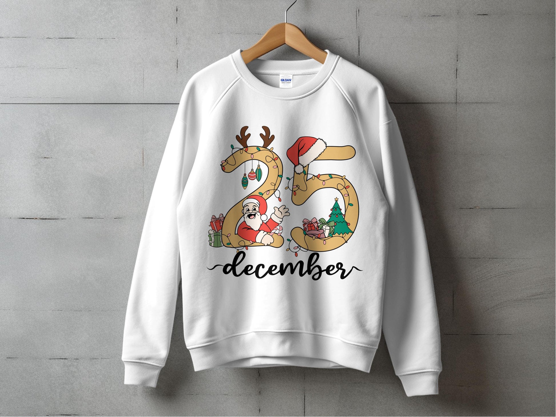 December Holiday Sweatshirt Santa Reindeer Snowman Graphic Printed Crew Neck Unisex Christmas Sweater