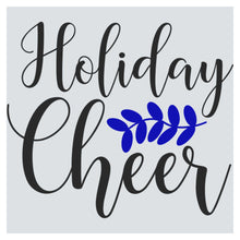 the words holiday cheer on a gray background
