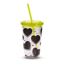 Heart Pattern Love Insulated Tumbler with Straw, Valentine's Day Gift, Reusable Cold Drink Cup