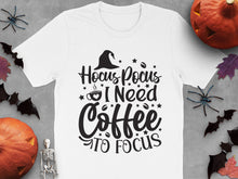 Hocus Pocus I Need Coffee to Focus Halloween T-Shirt, Spooky Fall Graphic Tee, Witchy Coffee Lover Shirt