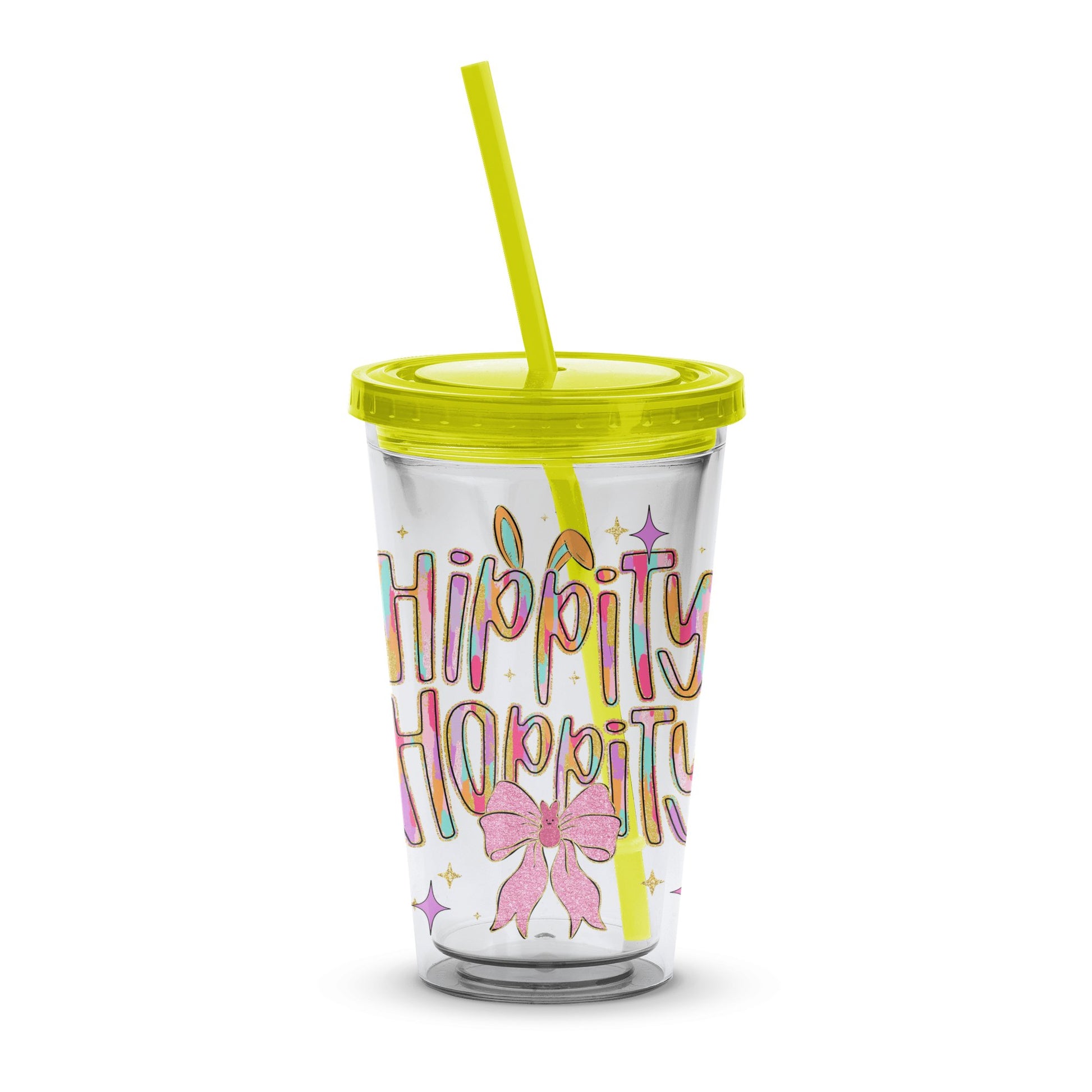 Hippity Hoppity Easter Tumbler with Straw, Colorful Insulated Cup, Spring Celebration Gift Idea