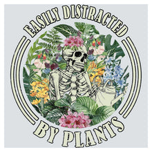 a skeleton holding a watering can surrounded by flowers