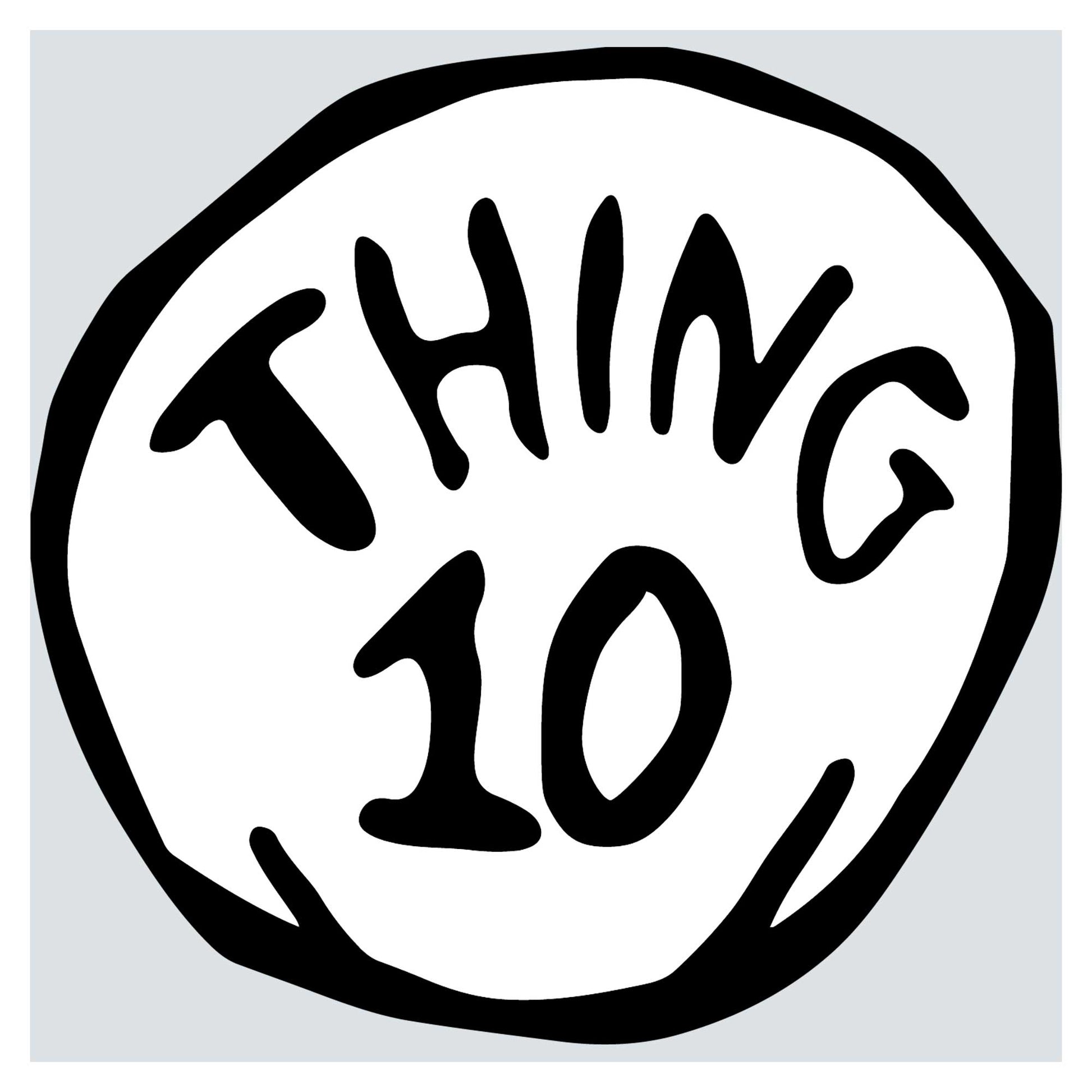 a black and white drawing of the word thing 10