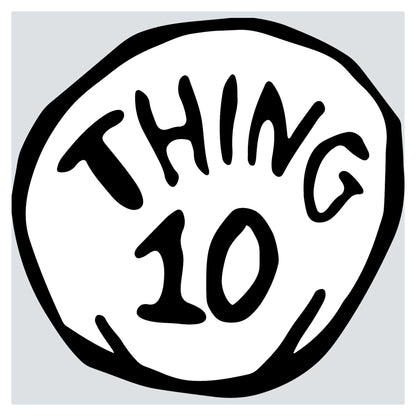 a black and white drawing of the word thing 10