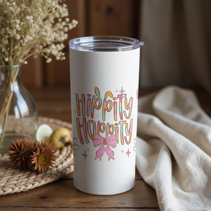 Hippity Hoppity Easter Insulated Tumbler, Spring Floral Design, Gift for Her, Coffee Travel Mug