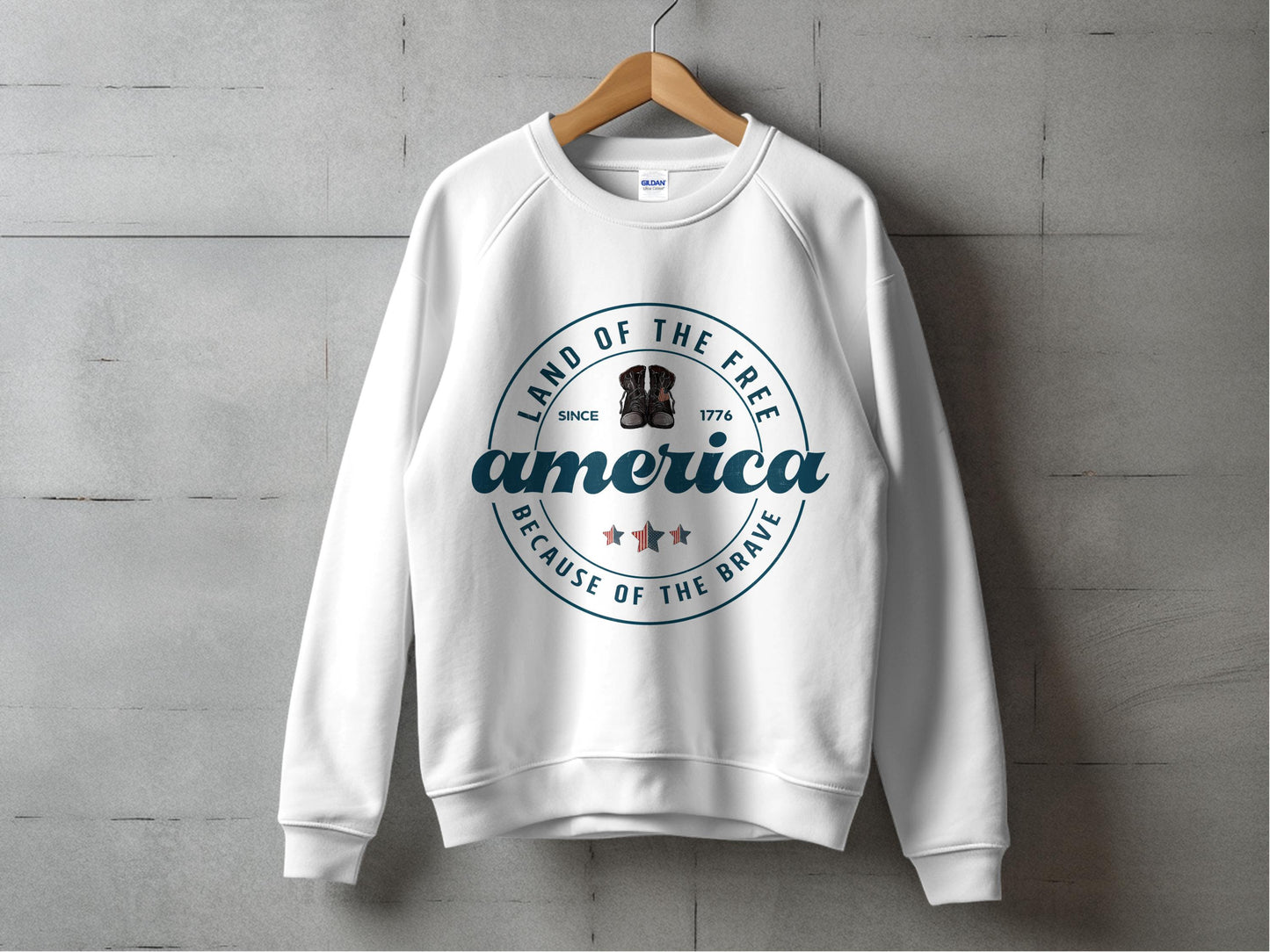 Patriotic Sweatshirt Made of The Free America Graphic Unisex Crewneck Light Gray