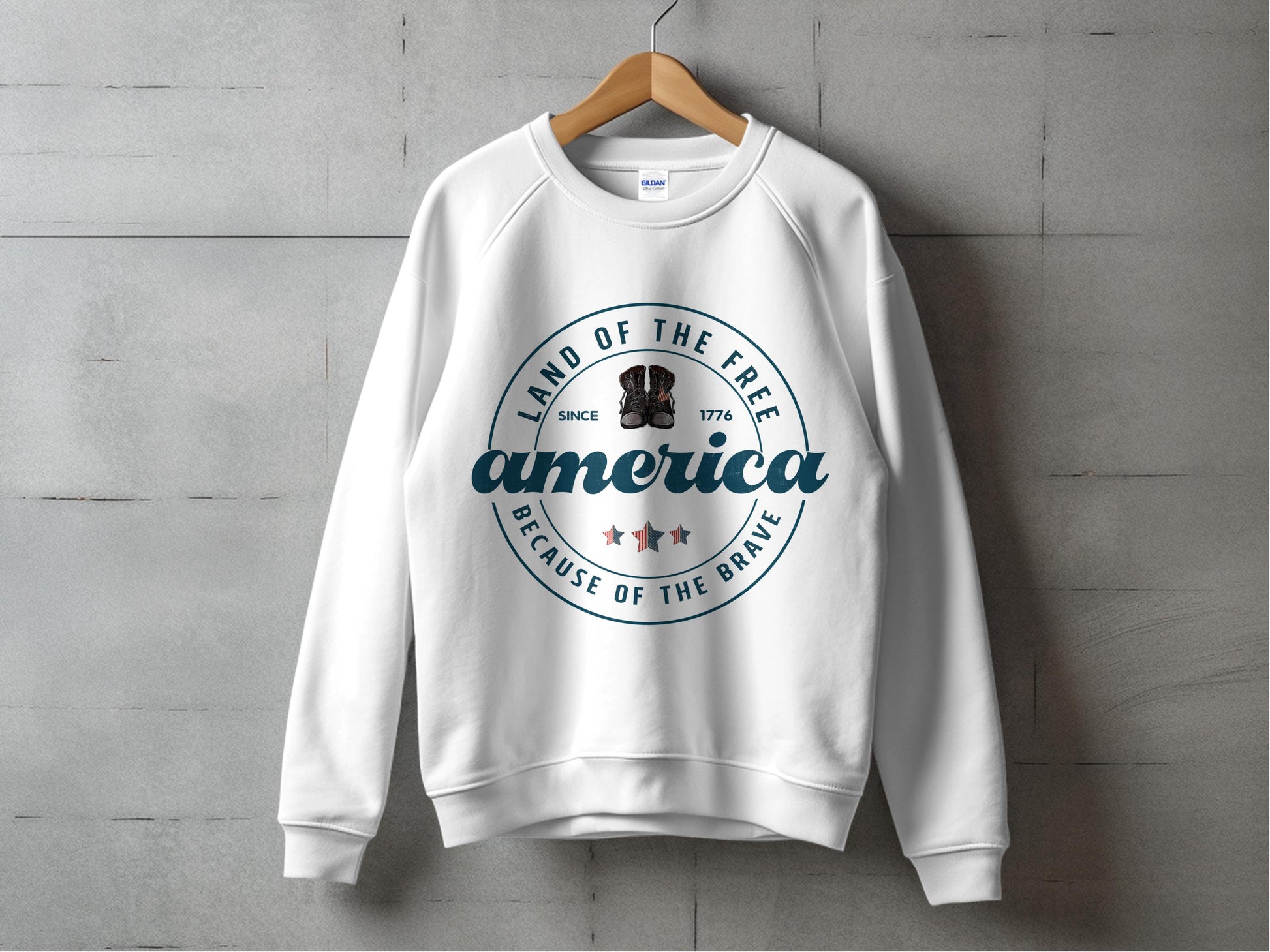 Patriotic Sweatshirt Made of The Free America Graphic Unisex Crewneck Light Gray