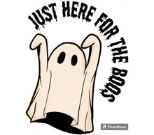 Just Here for the Boos Ghost T-Shirt, Funny Halloween Party Graphic Tee, Spooky Casual Outfit
