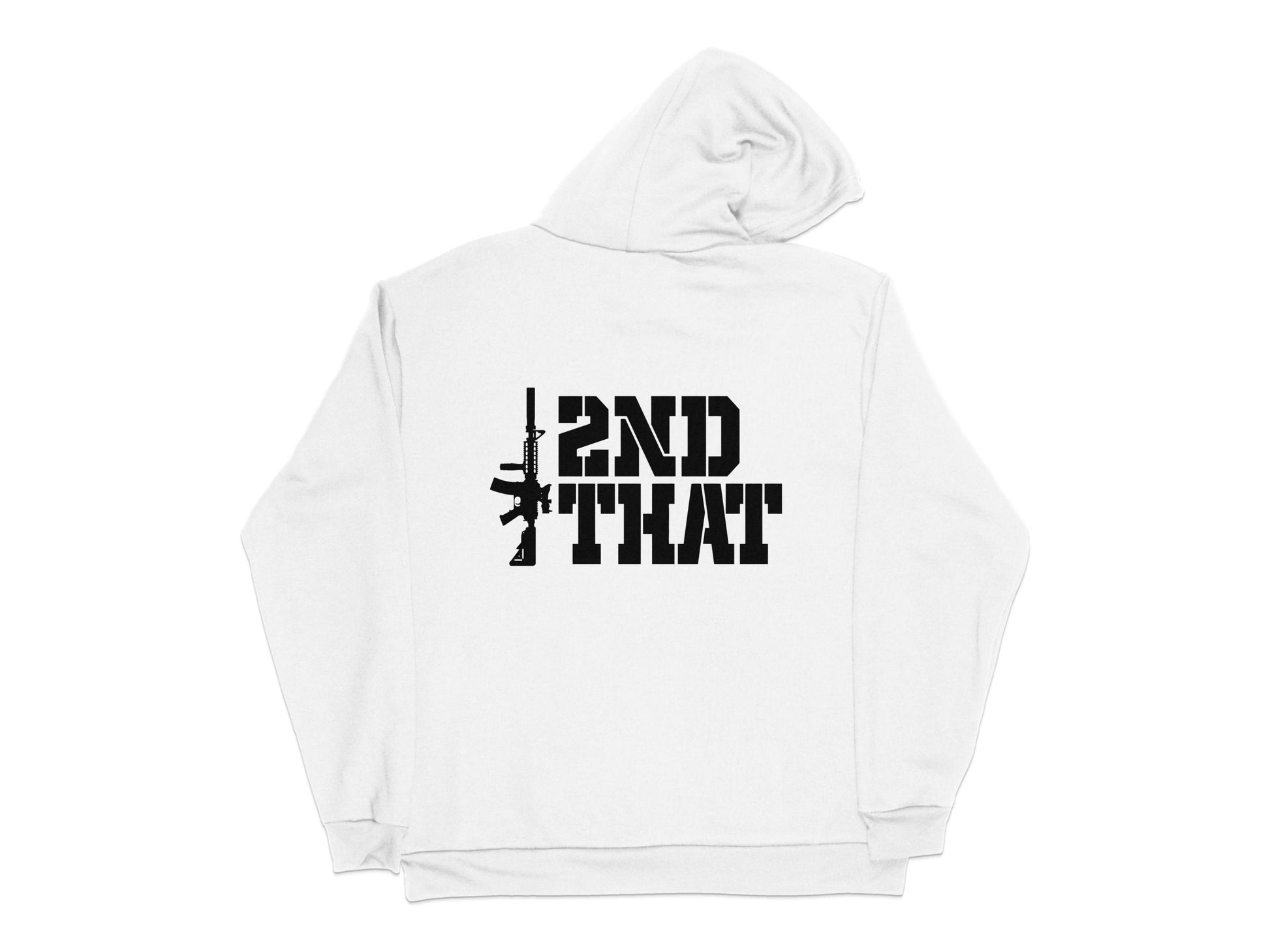 Unisex White Hoodie with Bold Black '2nd That' Graphic Print, Casual Streetwear Sweatshirt