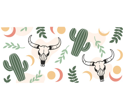 Boho Desert Wall Art, Cactus and Bull Skull Print, Southwestern Decor, Nature Inspired, Home Office Gallery
