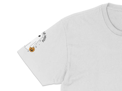 Minimalist White T-Shirt with Small Pumpkin Graphic, Casual Fall Fashion, Soft Cotton Tee, Unisex Comfort Fit