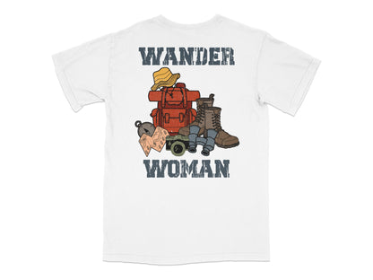 Wander Woman T-Shirt, Adventure Travel Graphic Tee, Outdoor Exploration, Hiking Gear Print