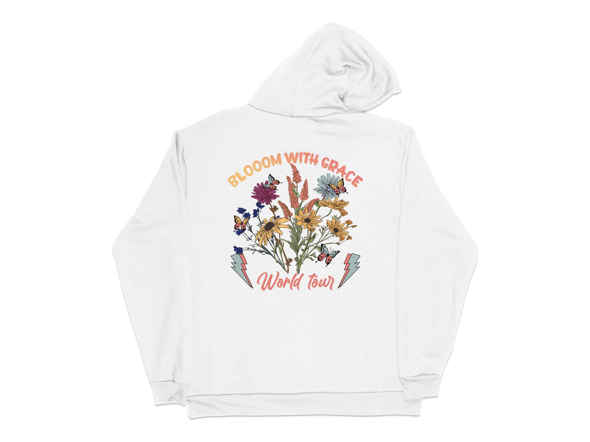 Bloom With Grace Floral Hoodie, Colorful Flower Print, Women's Casual Apparel, Stylish Pullover Sweatshirt
