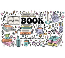 Bookaholic With Hearts and Books Graphics Collection UV DTF Cup Wraps | SKU: UV16051