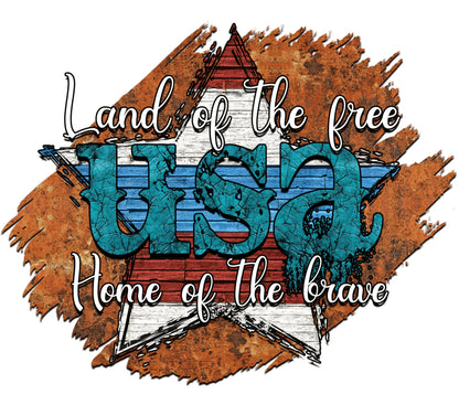 Rustic USA Flag Art, Land of the Free Home of the Brave, Patriotic Wall Decor, Distressed Wood American Flag Print
