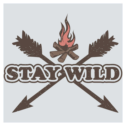 a picture of a campfire and two arrows