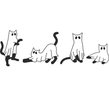 Cute Cat Sticker Set, Minimalist Black and White Feline Decals, Playful Cartoon Cat Designs for Laptops and Notebooks