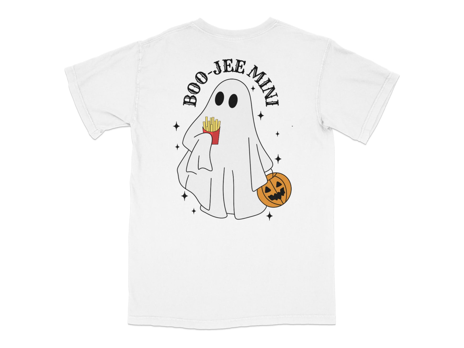 Kids Halloween Ghost T-Shirt, Boo-Jee-Min Cute Spooky Cartoon, Casual White Tee for Children with Pumpkin Graphic