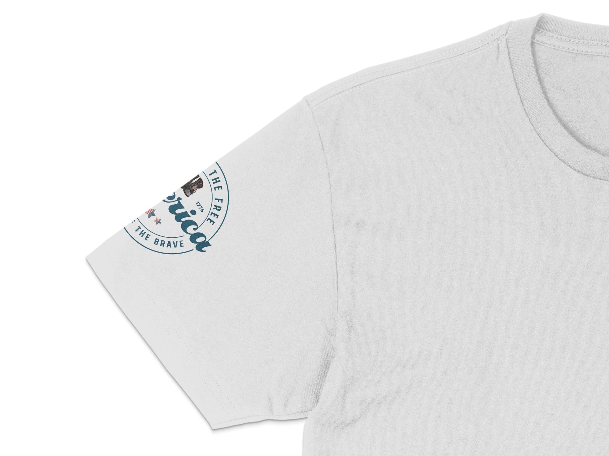 Men's White T-Shirt with Patriotic Slogan, American Flag Colors, Casual Summer Tee, The Free and The Brave Design