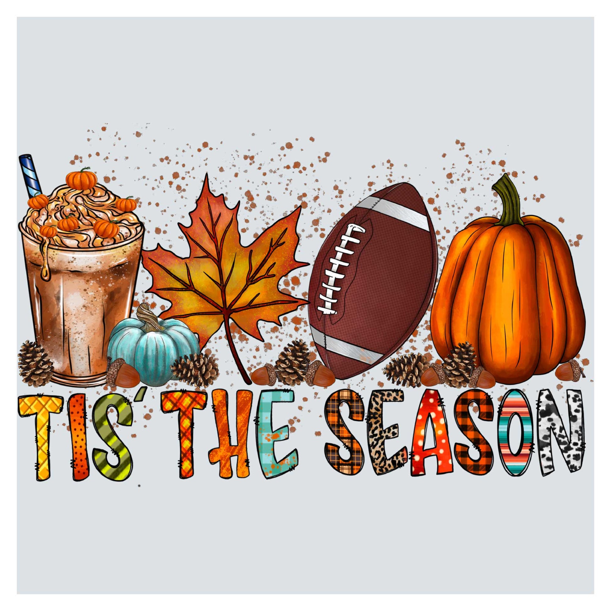 it's the season with a football, a pumpkin, a cup of coffee