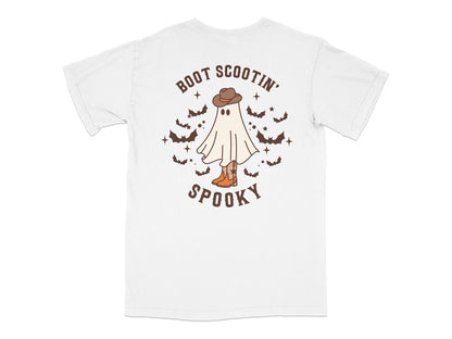 Boot Scootin' Spooky Ghost T-Shirt, Cute Halloween Cowboy Tee, Unisex Western Inspired Apparel