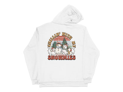 Chillin' With My Snowmies Hoodie, Cute Christmas Sweatshirt, Holiday Hooded Top, Festive Winter Apparel, Unisex Pullover