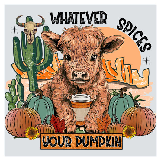 a cow with a cup of coffee in front of a cactus