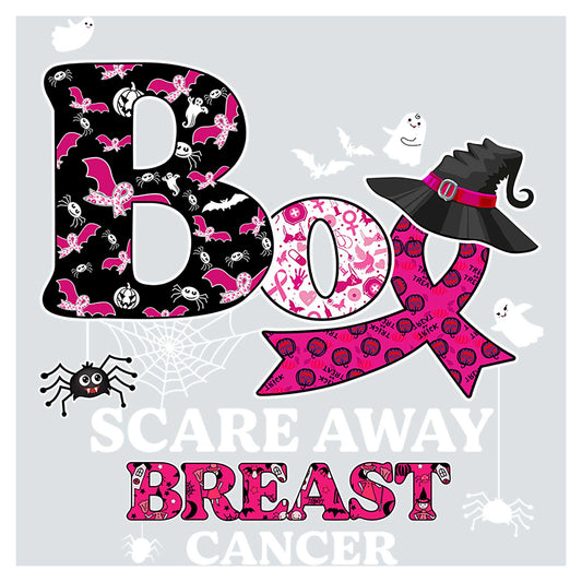 a t - shirt that says boo scare away breast cancer