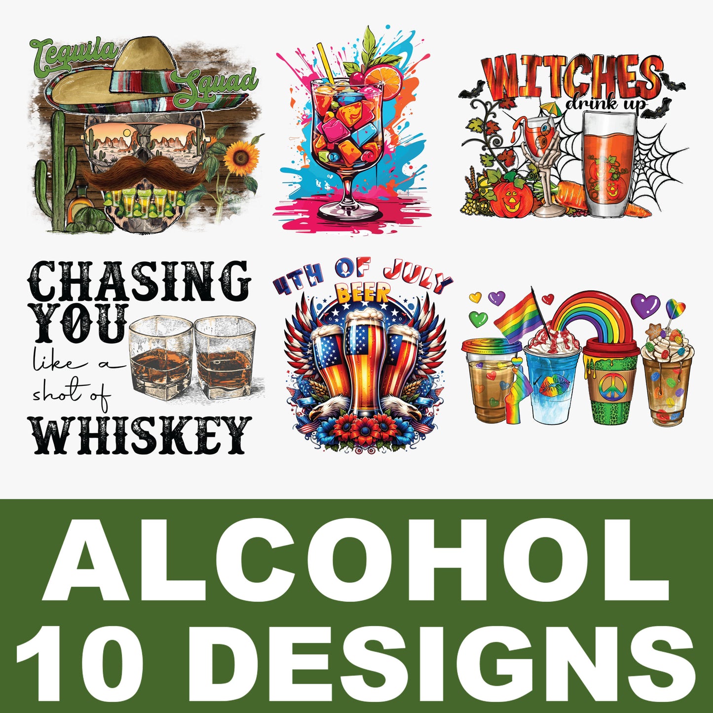 Pre-Made Alcohol DTF Transfers Gang Sheet - PALC04