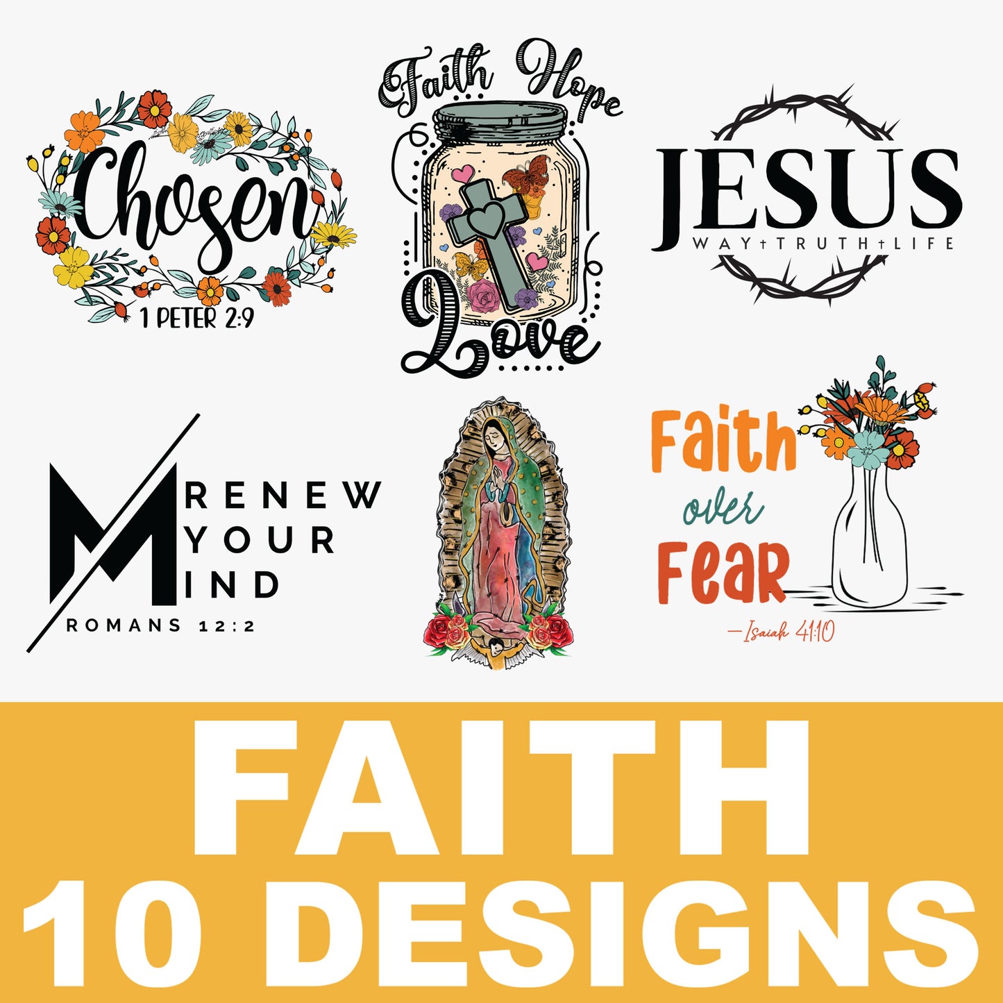 Pre-Made Faith DTF Transfers Gang Sheet - PFAI01