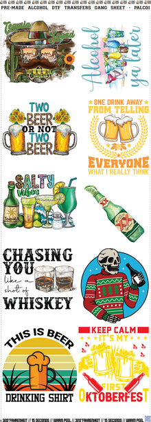Pre-Made Alcohol DTF Transfers Gang Sheet - PALC01