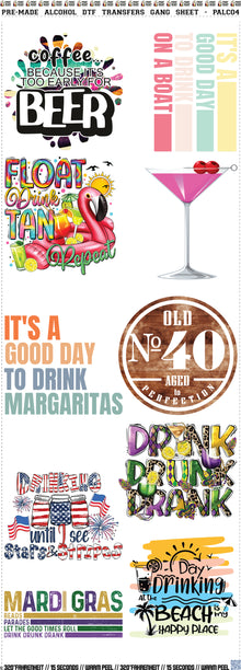 Pre-Made Alcohol DTF Transfers Gang Sheet - PALC04