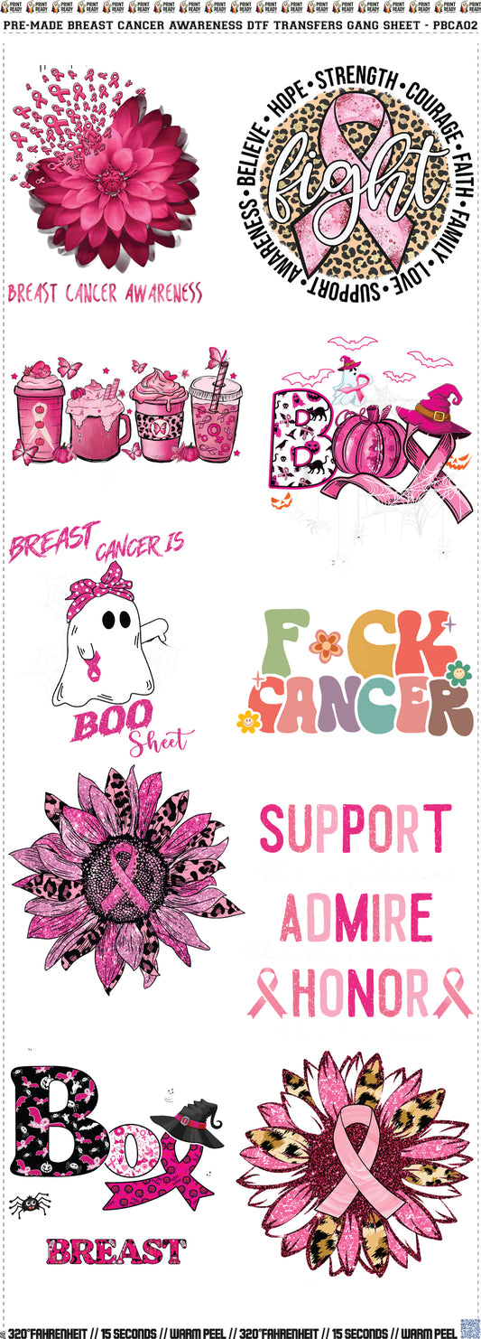 Pre-Made Breast Cancer Awareness DTF Transfers Gang Sheet - PBCA02