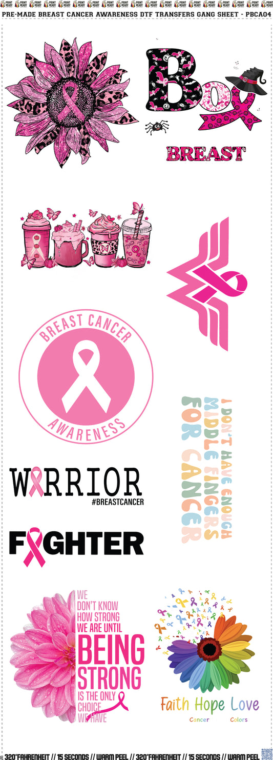 Pre-Made Breast Cancer Awareness DTF Transfers Gang Sheet - PBCA04