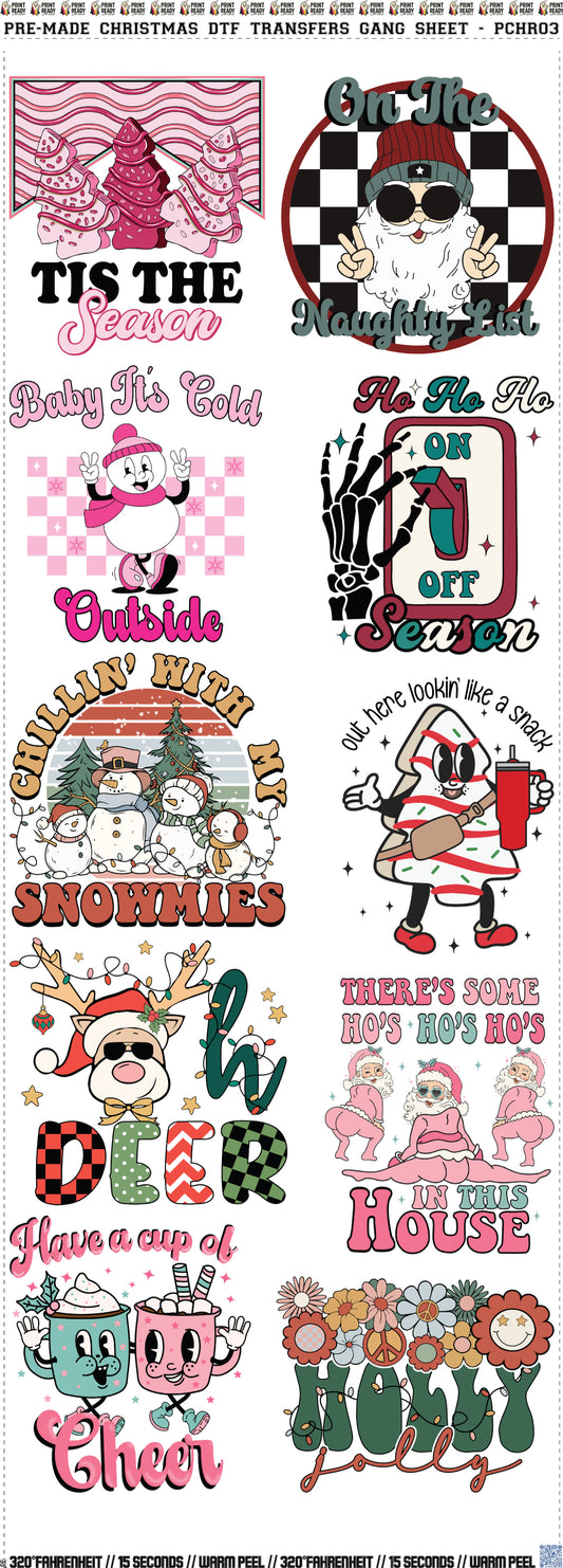 Pre-Made Christmas DTF Transfers Gang Sheet - PCHR03