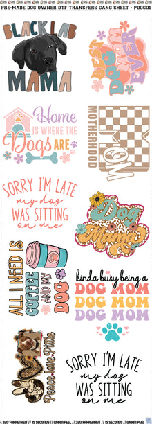 Pre-Made Dog Owner DTF Transfers Gang Sheet - PDOG01