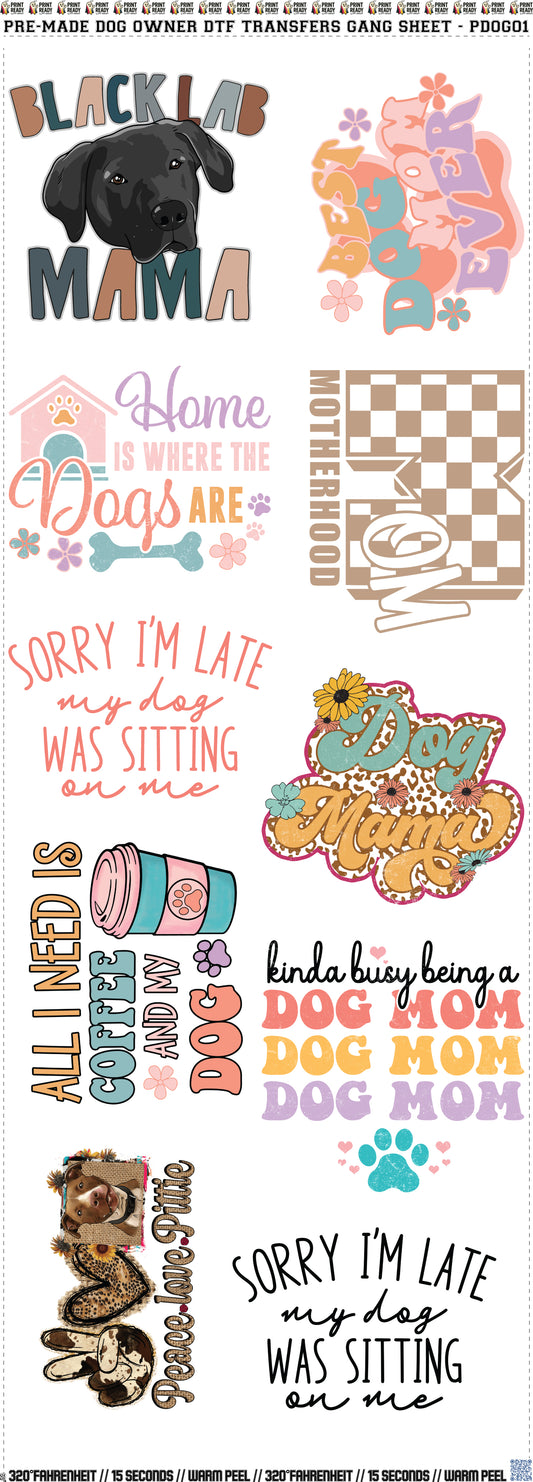 Pre-Made Dog Owner DTF Transfers Gang Sheet - PDOG01
