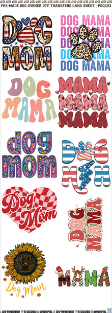 Pre-Made Dog Owner DTF Transfers Gang Sheet - PDOG03