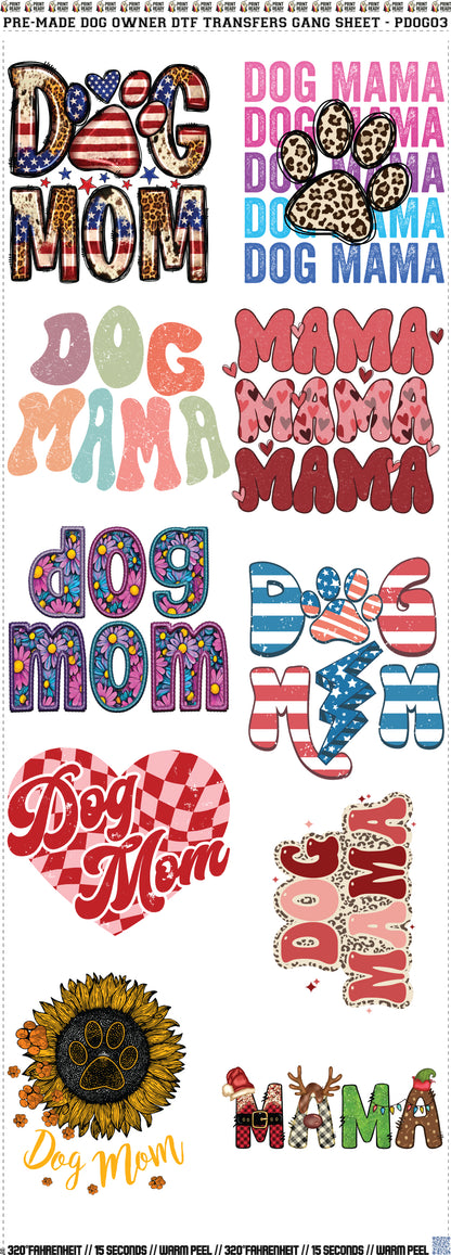 Pre-Made Dog Owner DTF Transfers Gang Sheet - PDOG03