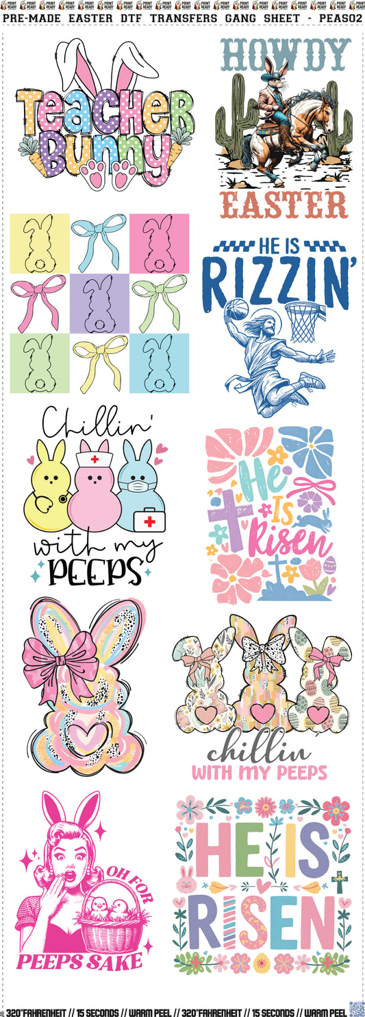 Pre-Made Easter DTF Transfers Gang Sheet - PEAS02