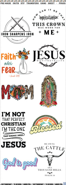 Pre-Made Faith DTF Transfers Gang Sheet - PFAI02