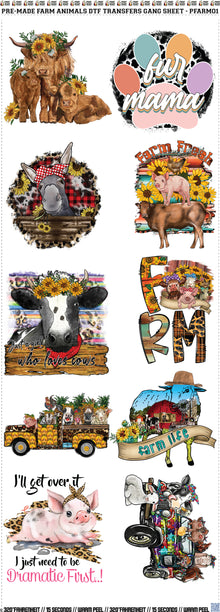 Pre-Made Farm Animals DTF Transfers Gang Sheet - PFARM01